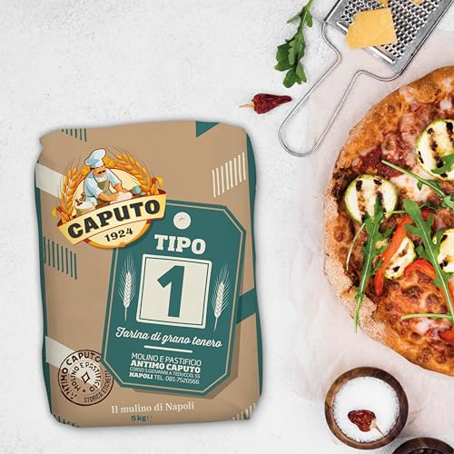 Antimo Caputo Tipo 1 Wheat Flour 11 LB Bag - Soft Wheat Flour, With Germ & Bran, Rustic Breads, Pizza & More - Italian Flour