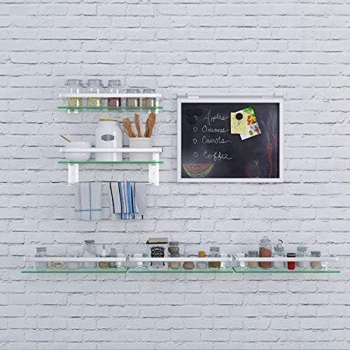 VOLPONE Bathroom Wall Shelf 15.7in Bathroom Glass Shelves Wall Mount Glass Shelf Rustproof Bathroom Wall Organizer 3 Tier (Sliver)