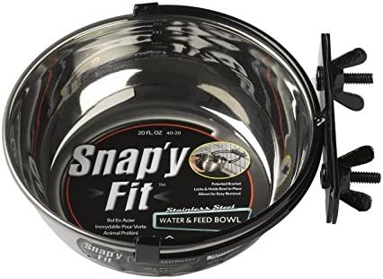 MidWest Homes for Pets Snap'y Fit Stainless Steel Food or Water Bowl, Holds 1 Quart, Mounts to Wire Crates, No-Tip Design, Rust-Resistant, for Dogs and Cats