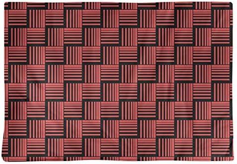 Dana Strider Black Contrast Basketweave Stripes Table Placemat, 18 x 14, Red