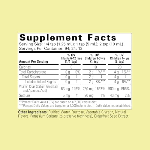 CHILDLIFE ESSENTIALS Liquid Vitamin C Low Sugar Kids, 4 Fl Oz (Pack of 3) | Pure Vitamin C Liquid Supplement, Toddlers, Babies, Immune System Support