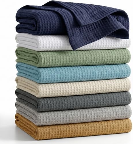 Tex Trend 100% Cotton Waffle Weave Blanket Queen Size - Soft, Breathable Cooling Blanket for Bed, Lightweight Cozy Summer & Spring Bedding, Grey, 90x90