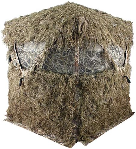 AUSCAMOTEK Scouter Ghillie Ground Blind for 3 Person Deer Hunting with Ghilly Cover