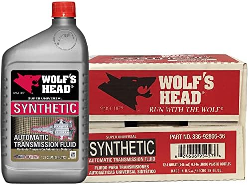 Wolf's Head Super Universal Synthetic Automatic Transmission Fluid (836-92866-56) 1 Quart Bottle, Pack of 12 | Made in USA