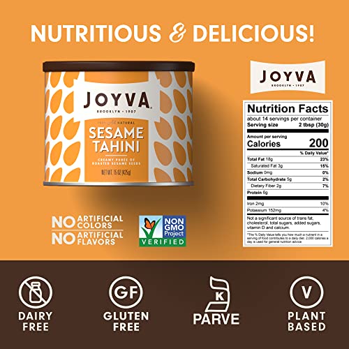 Joyva Sesame Tahini | Roasted Sesame Seed Puree | 15 oz | Smooth & Creamy