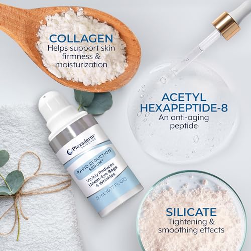 Plexaderm Eye Serum Pump - Visibly Reduces Bags, Wrinkles & Dark Circles | Instant eye serum with pump dispenser—visibly reduces under-eye bags