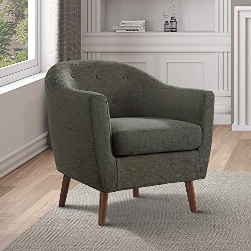 Homelegance Lucille Modern Accent Chair, Upholstered Reading Chair with Button-Tufted Back, Sloped Arms, Removable Seat Cushion Cover and Espresso Wood Legs, for Living Room, Bedroom or Office, Blue