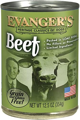Evanger's Heritage Classic Puppy Food – 12 Count, 12.5 oz Each – Tasty Meat-Based Formula for Puppies & Underweight Dogs – Added Vitamins & Chelated Trace Minerals – Grain & Gluten Free