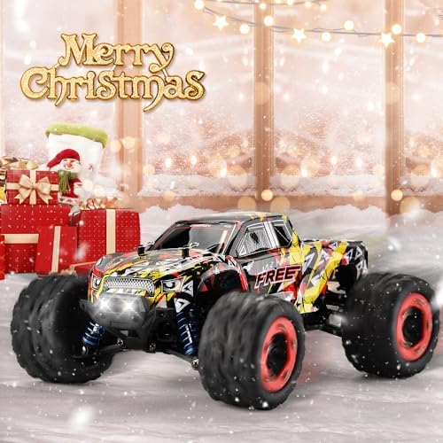 1:16 Scale All Terrain Fast RC Cars for Adults 40KPH, 4WD Electric Off-Road Remote Control Monster Truck with Metal Chassis, 2.4Ghz High Speed Car, Waterproof RC Truck with 2 Batteries for Boys & Kids