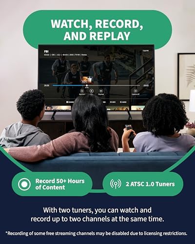 Tablo TV 4th Gen 2‑Tuner Over‑The‑Air DVR + Antenna – No Subscriptions | 35-mile range TV Antenna Included | Works with Compatible Devices