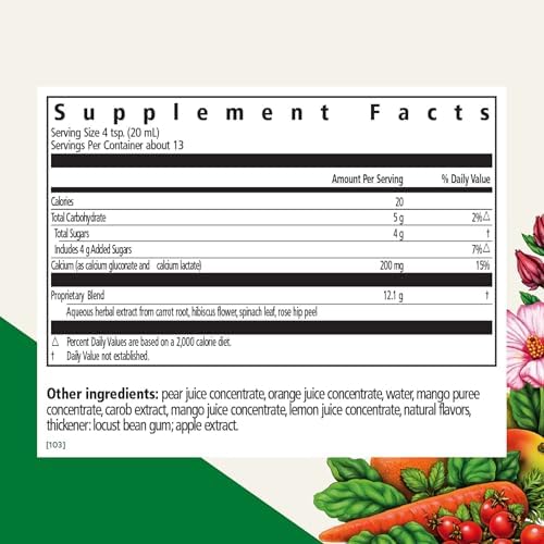Floradix Calcium Liquid Supplement - Supports Strong Bones & Teeth - Calcium Gluconate & Lactate - Gentle to Digest & Easily Absorbed - Vegan