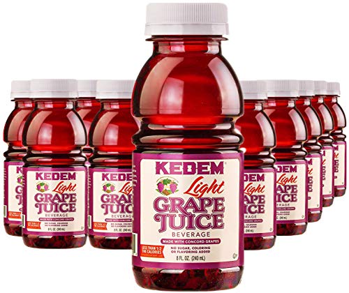 Kedem Light Concord Grape Juice, 8oz Plastic Bottle, 24 Pack, Reduced Sugar and Calories