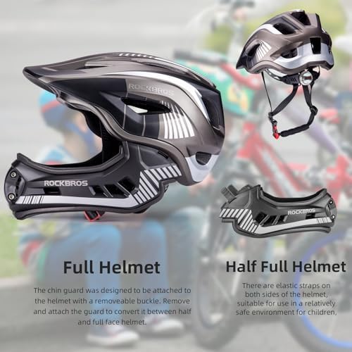 ROCKBROS Kids Full Face Bike Helmet Lightweight Detachable MTB Helmet