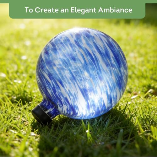 Lily's Home Glass Gazing Ball, A Colorful Addition to Any Garden or Home, Ideal As a Housewarming Gift. 10 Inch (Calming Water)
