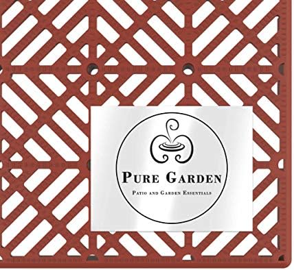 Deck Tiles - 6-Pack Pavers - Polypropylene Interlocking Patio Tiles - Outdoor Flooring for Patio, Porch, Garage, or Pool Deck by Pure Garden (Terracotta)
