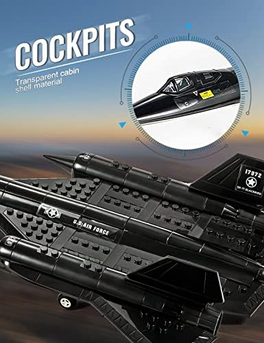 SEMKY Military Series SR-71 Reconnaissance Aircraft Jet Blackbird Air Force Building Block Set (183 Pieces) -Building and Military Toys Gifts for