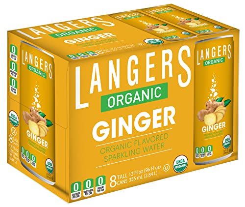 Langers Organic Flavored Sparkling Water, Ginger, 12 Fl Oz (Pack of 8)