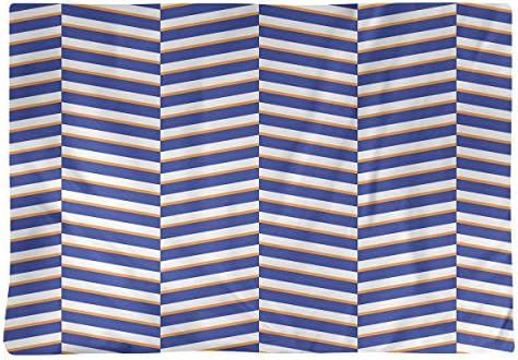Dana Strider Two Color Fractured Stripes Table Placemat, 18 x 14, Blue & Orange