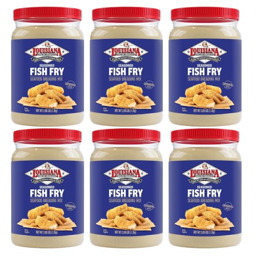 Louisiana Fish Fry Seasoned Fish Fry Seafood Breading Mix 2.88 lbs. (Pack of 6) - Season and Cook All Your Fish, Shrimp, Oysters, Vegetables