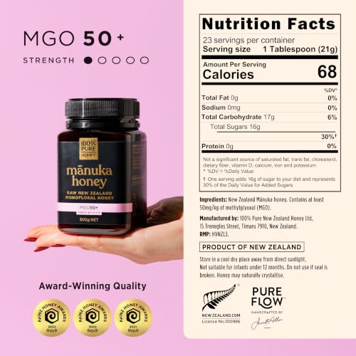 100% Pure New Zealand Manuka Honey MGO 70+ Monofloral Raw Honey 17.6 Oz