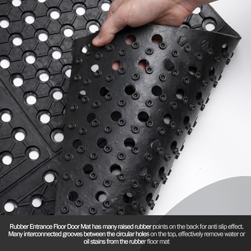 uyoyous Rubber Flooring Mat with Drainage Holes 82.67"x35.43" Resistant Anti-Fatigue Commercial Kitchen Mats with Non-Slip Backing Heavy Duty Rubber