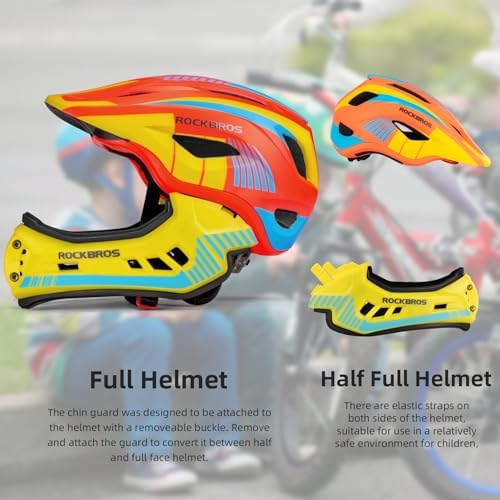 ROCKBROS Kids Full Face Bike Helmet Lightweight Detachable MTB Helmet