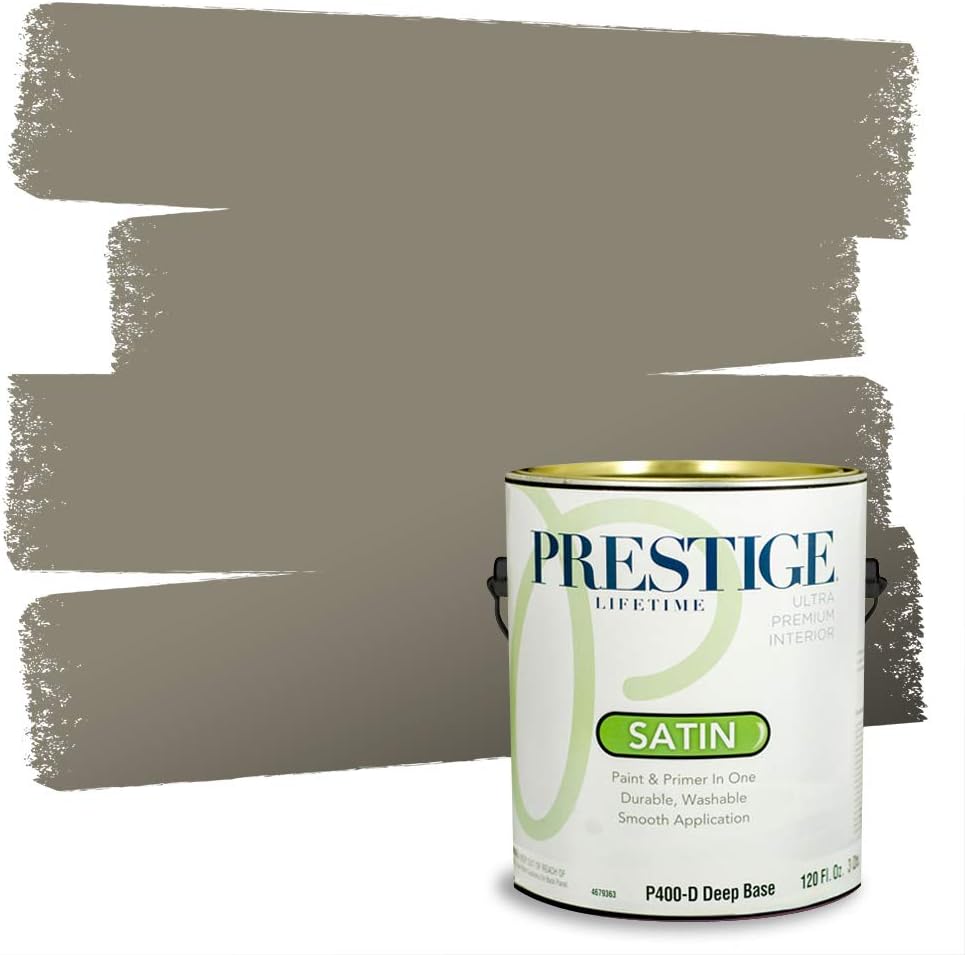 PRESTIGE Paints Exterior Paint and Primer In One, 1-Gallon, Satin, Comparable Match of Sherwin Williams* Ripe Olive*