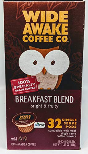 Wide Awake Coffee Single Serve Coffee Pods (32 Count, Breakfast Blend)