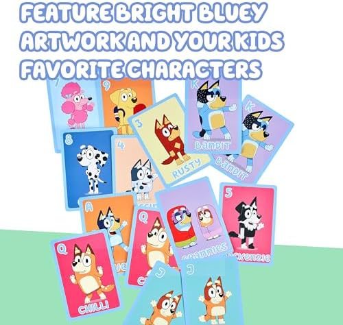 Moose 5-in-1 Bluey Card Game Set, Jumbo-Sized 53-Deck Toddler Game, Multi-Color Interactive Play Card Games for Kids of Ages 3+