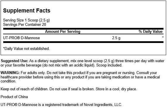 Swanson D-Mannose Bladder and Urinary Powder 1.75 oz (50 g) | Maintains Bladder Health and Nourishes Healthy Flora in the Urinary Tract