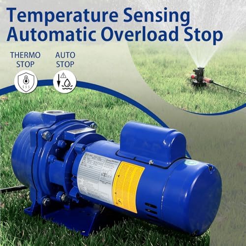 Centrifugal Pump 1.5 HP, 66GPM Shallow Well Jet Pump 115V/230V Self-Priming Centrifugal Pump Durable Cast Iron Booster Pump for Lawn Sprinkler