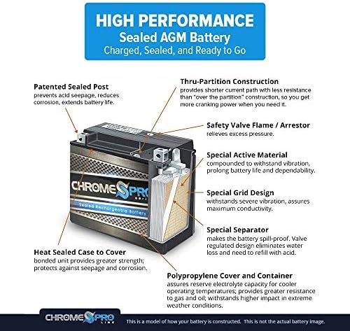 Chrome S Pro YTX20CH-BS Maintenance-Free 12V 19Ah Battery Replacement for ATV, Motorcycle, Jet Skis, Scooter, UTV
