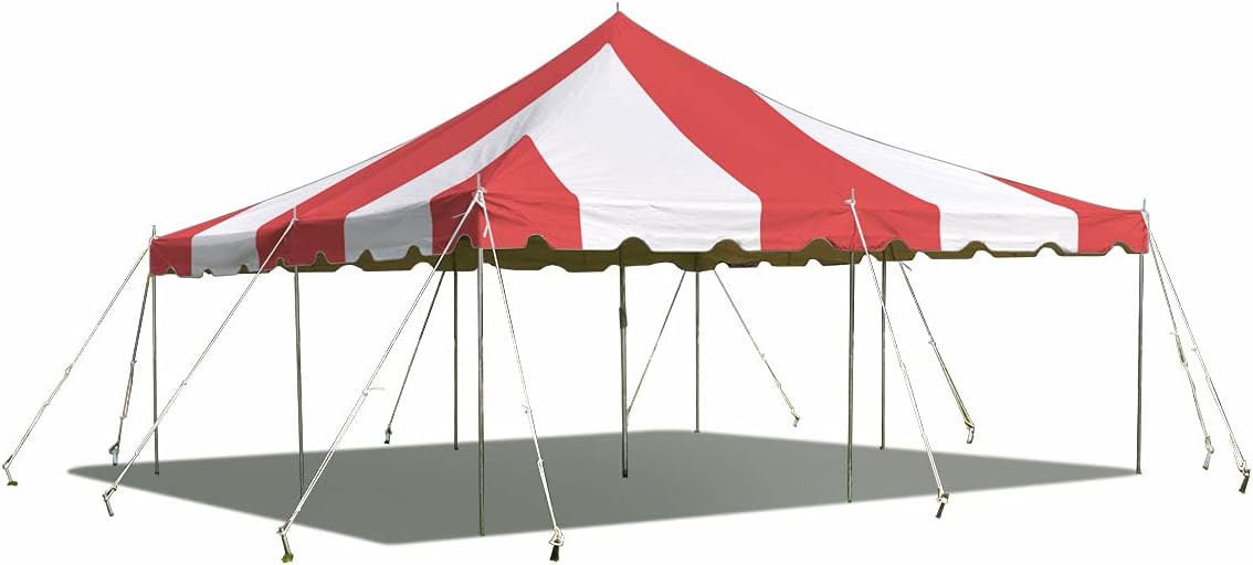 20’ x 20’ Weekender Canopy Pole Tent, Indoor and Outdoor Heavy Duty Easy Up, 80 Person Capacity Tent for Parties, Weddings, and Events, Commercial and Residential Use, PVC White Top | Easy Up Weekender Canopy Tent With 80 Person Capacity - Outdoor Canopi…
