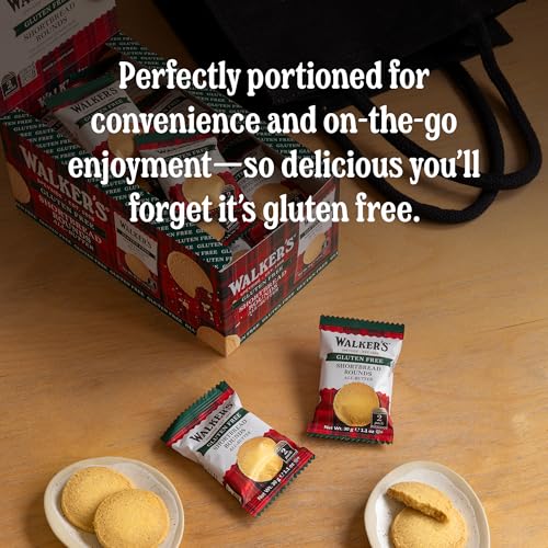 Walker’s All-Butter Shortbread Rounds, Gluten Free Cookies - Individually Wrapped (Pack of 24) - Authentic Shortbread Cookies from Scotland