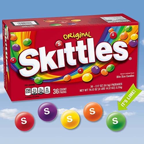 SKITTLES Wild Berry Chewy Candy, Full Size, Bulk Box, 36 Pack, 2.17 oz | Chewy wild berry fruity candy full size packs individually wrapped for movie nights, party favors, snacks, road trip, bulk
