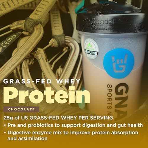 Gnarly Nutrition Chocolate Protein Powder – NSF Sport Certified – 25g Protein, Muscle Repair – Grass Fed Whey Powder, Smooth Taste – Chocolate, 32 oz