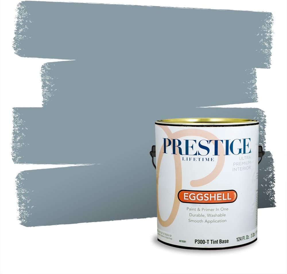 PRESTIGE Paints Exterior Paint and Primer In One, 1-Gallon, Semi-Gloss, Comparable Match of Behr* Intercoastal Gray*