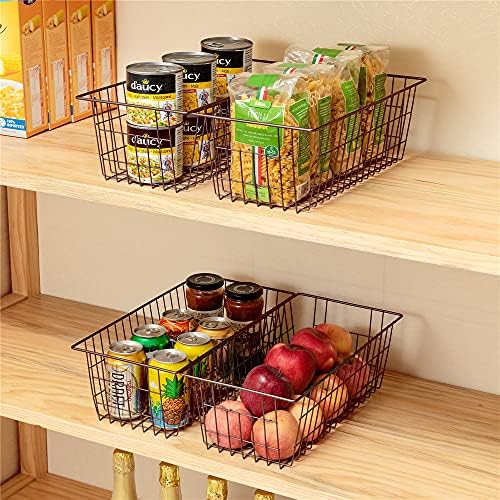 SANNO 15.7" Freezer Baskets Wire Storage Baskets Bin Organizer Food, Kitchen, Basket Organizers Bins for Home, Bathroom, Closet Organization, white