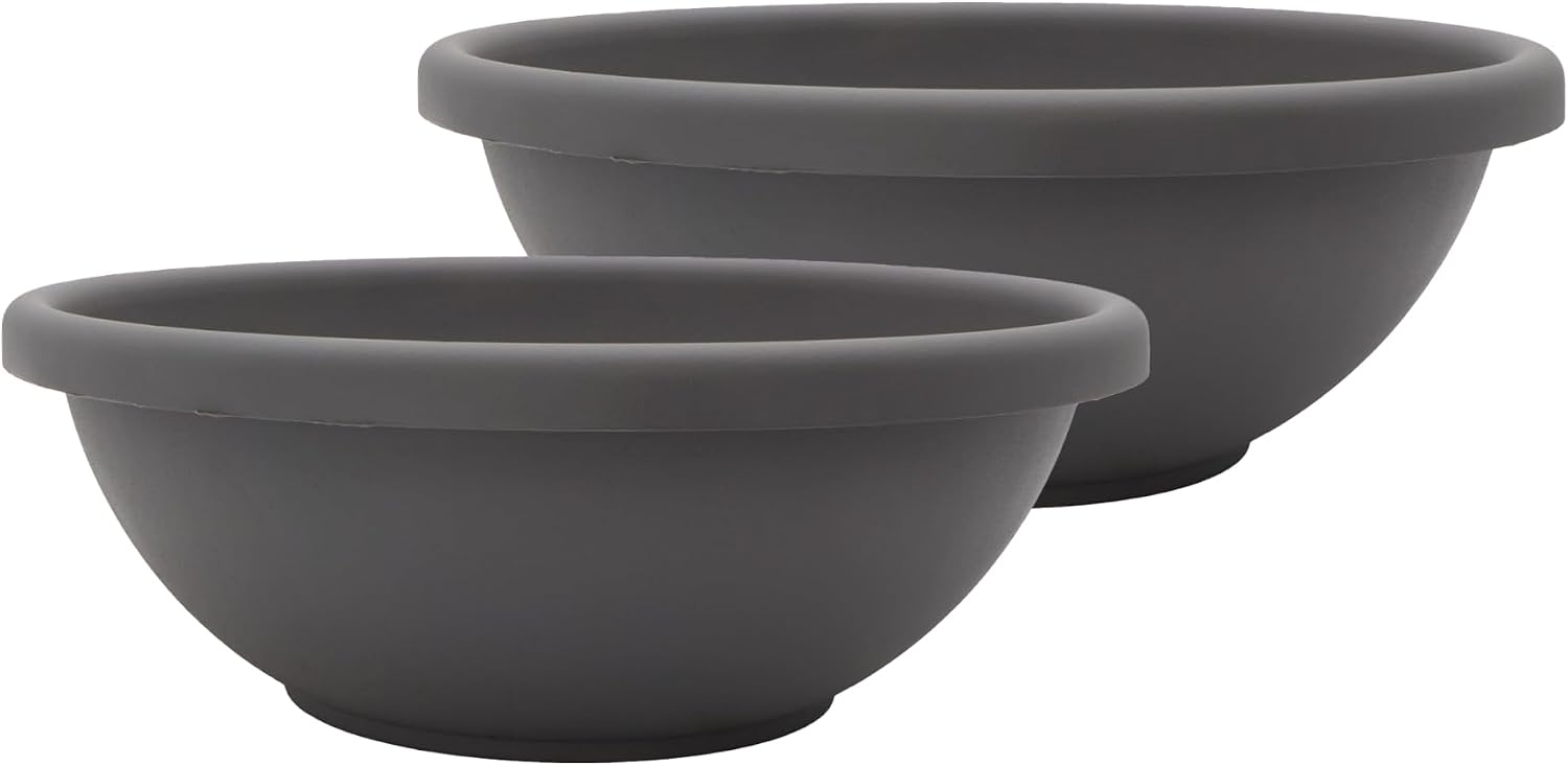The HC Companies Shallow Planter with Drainage - Contemporary Garden Bowl Planter for Flowers, Herbs & More - Round Succulent Planter Pot for Indoors and Outdoors (20" Clay, Pack of 1)