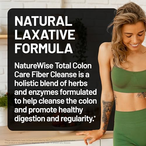 NatureWise Total Colon Care Fiber Cleanse - Natural Laxative Blend - Herbal Laxatives, Prebiotics, & Enzymes for Regularity, Digestion