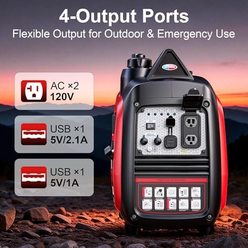 2000W Portable Inverter Generator for Home Use, Quiet Small Generator for Camping Outdoor, EPA Power Station with Fuel Shut Off and CO Minder