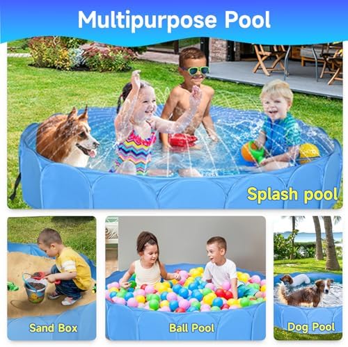 Alvantor Pet Swimming Pool Dog Bathing Tub Kiddie Pools Cat Puppy Shower Spa Foldable Portable Indoor Outdoor Pond Ball Pit 63"x12" Patent Pending