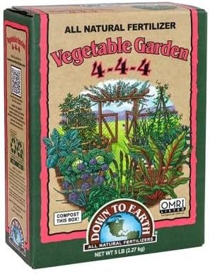 Down to Earth Organic Vegetable Garden Fertilizer 4-4-4, 5lb