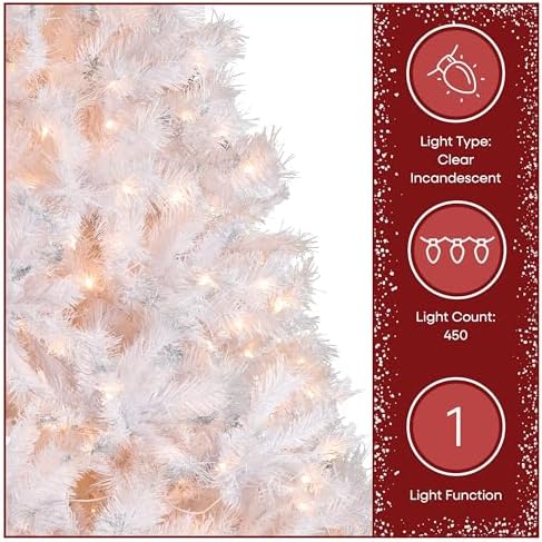 National Tree Company 7.5ft Pre-Lit Winchester Pine Christmas Tree | 500 Clear Lights, 1,198 Tips, Includes Stand, Artificial, Green
