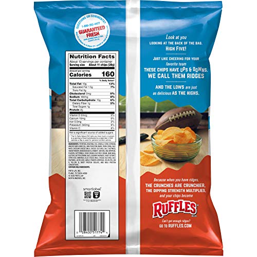 Ruffles Potato Chips, Cheddar & Sour Cream, 12.5 oz Party Size Bag