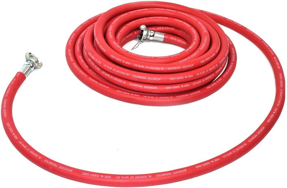 Interstate Pneumatics HJ19-100E Jack Hammer Red Rhino Rubber Air Hose 3/4 Inch x 100 Feet 300 PSI