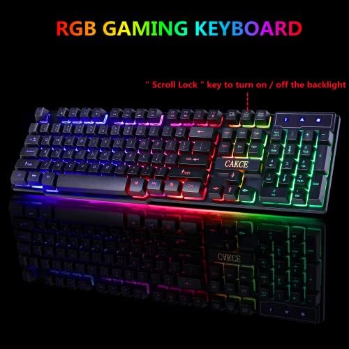 RGB Gaming Keyboard and Colorful Mouse Combo,USB Wired LED Backlight,Letter Glow,Mechanical Feeling for Laptop PC Computer Game and Work