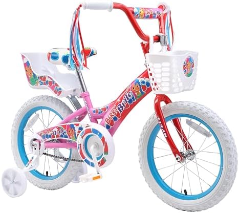 Titan Girls BMX Bike for Kids Ages 4-7, 16-Inch Wheels, 9-Inch Frame, Training Wheels, Toy Seat, Doll Basket, Streamers, First Bike, Princess Bicycle, Gift for Girls