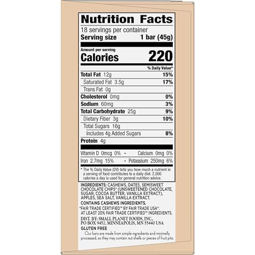 Larabar Chocolate Chip Cookie Dough, Fruit & Nut Bars, 18 ct, 28.8 oz