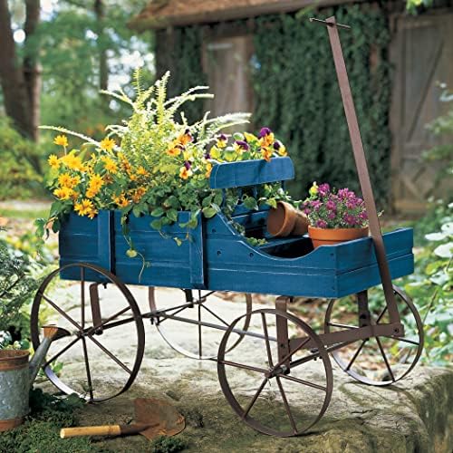 Collections Etc Amish Wagon Decorative Indoor/Outdoor Garden Backyard Planter, Red | Country Red, fir (wood)